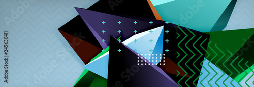 3d triangular shapes geometric background. Origami style pattern with triange shapes for decorative design. Poster design. Line design. Modern presentation template