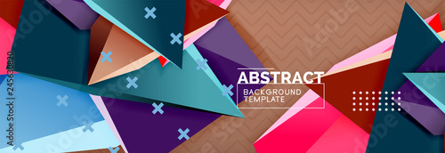 3d triangular shapes geometric background. Origami style pattern with triange shapes for decorative design. Poster design. Line design. Modern presentation template