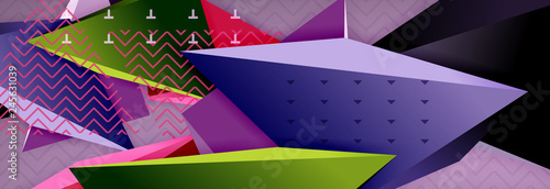 3d triangular shapes geometric background. Origami style pattern with triange shapes for decorative design. Poster design. Line design. Modern presentation template