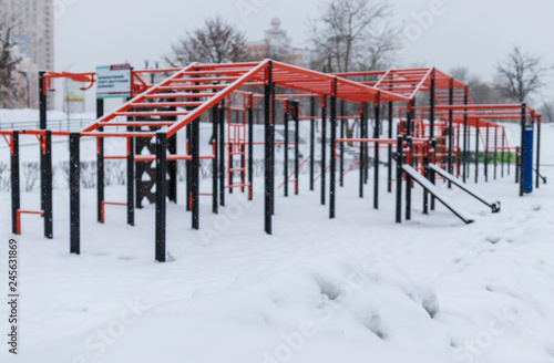 snow background. playground in the snow
