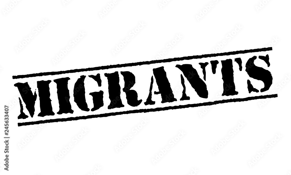 Migrants typographic stamp Migrants typographic stamp