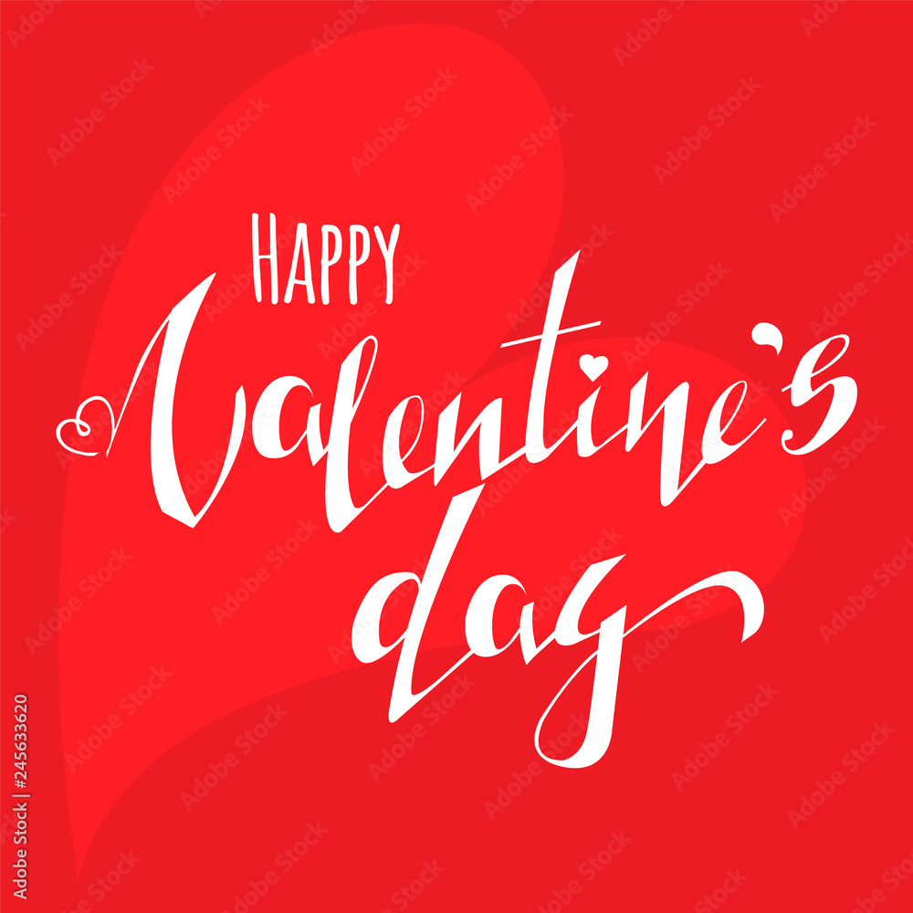 Handdraw vector lettering Valentines Day banner in red and white colors Handdraw vector lettering Valentines Day banner in red and white colors