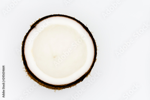 half coconut closeup on white background
