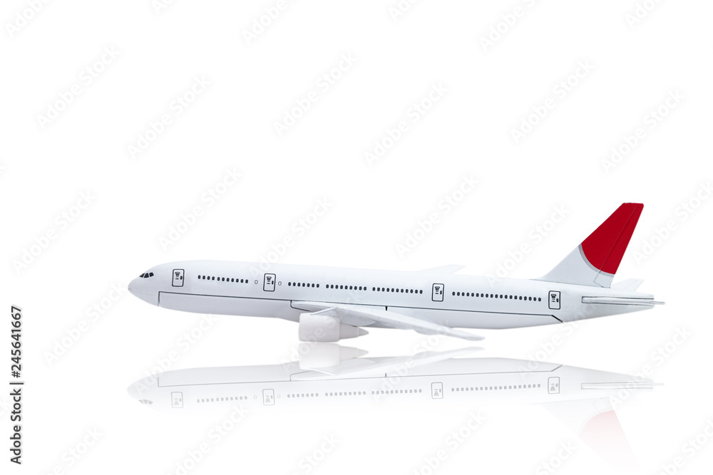 commercial metal white plane toy isolated on white background