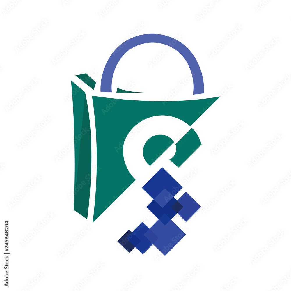 shopping bag logo, letter s and square in shopping bag shopping bag logo, letter s and square in shopping bag
