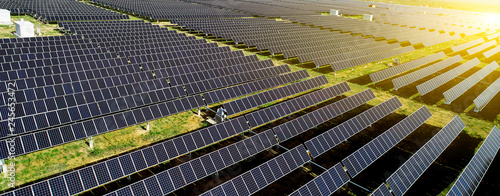 Bild auf Leinwand Aerial outdoor solar photovoltaic panel