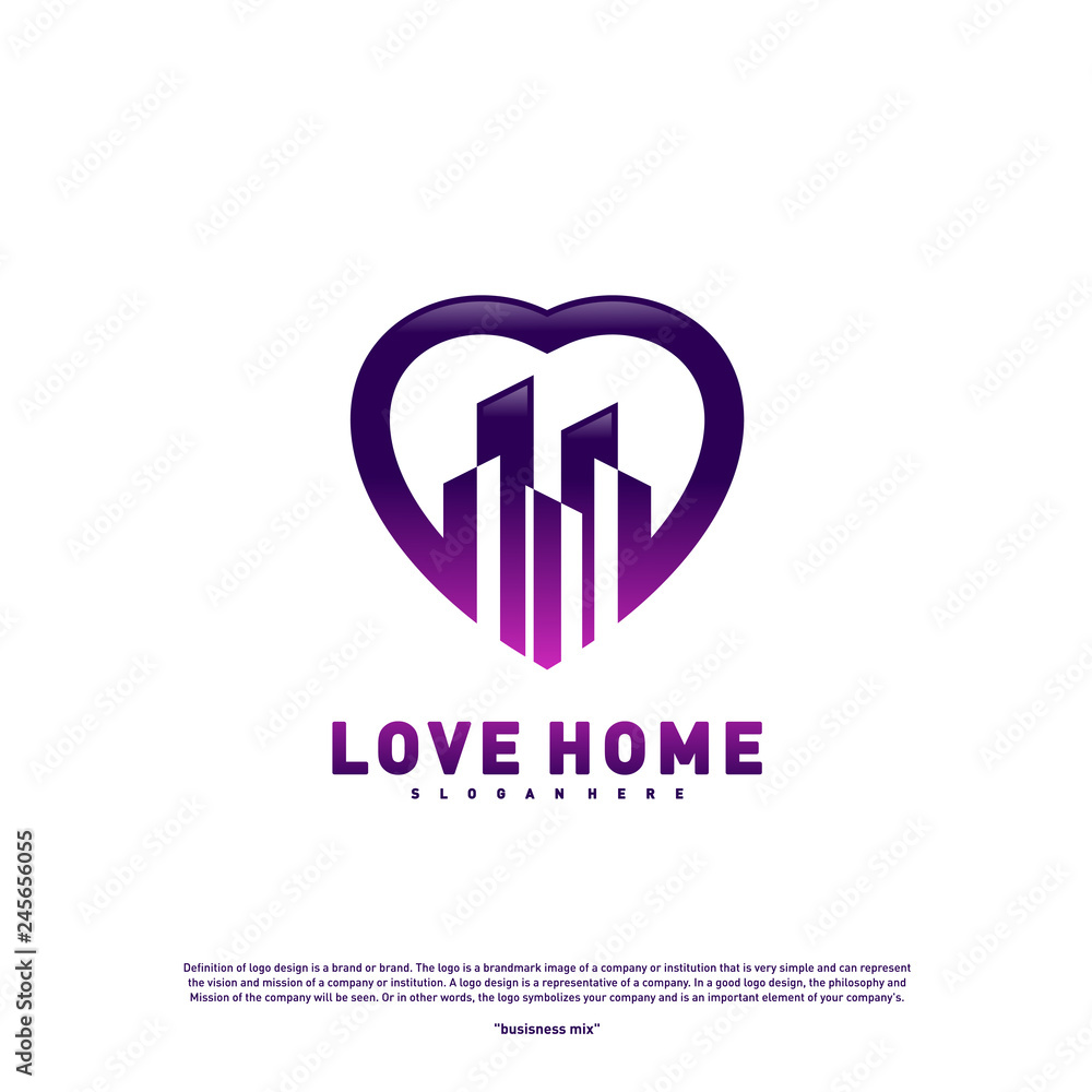 Modern City Love Logo Design Concept. Business Love Building Logo Vector Template Modern City Love Logo Design Concept. Business Love Building Logo Vector Template