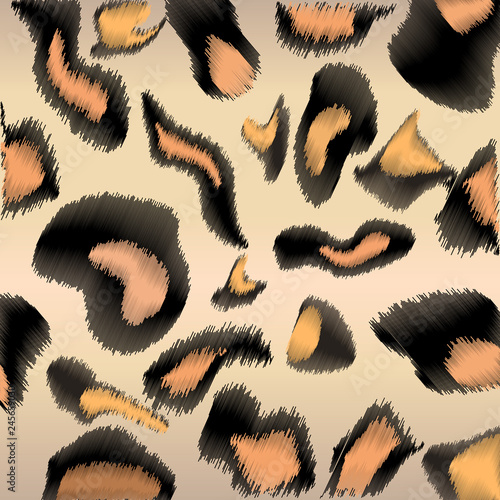 Fotografie Leopard pattern design - funny drawing seamless pattern.