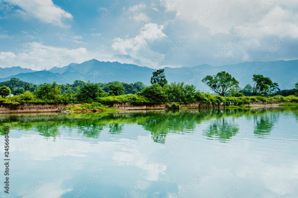 The river and rural scenery in spring The river and rural scenery in spring