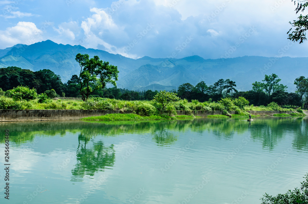 The river and rural scenery in spring The river and rural scenery in spring
