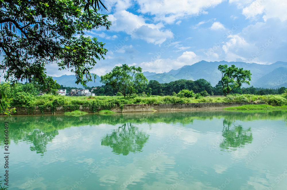 The river and rural scenery in spring The river and rural scenery in spring