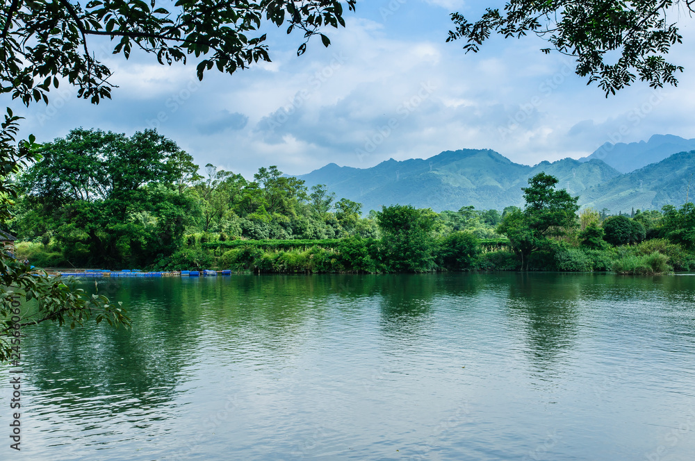 The river and rural scenery in spring