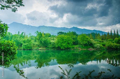 The river and countryside scenery in spring