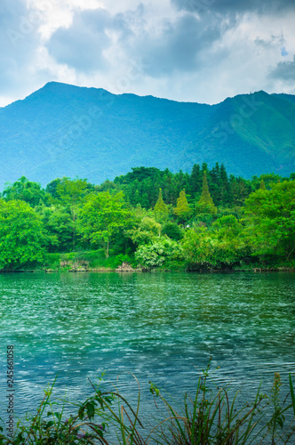 The river and countryside scenery in spring