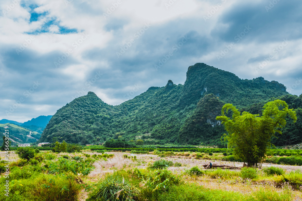 Mountains and rural scenery with blue sky in summer Mountains and rural scenery with blue sky in summer