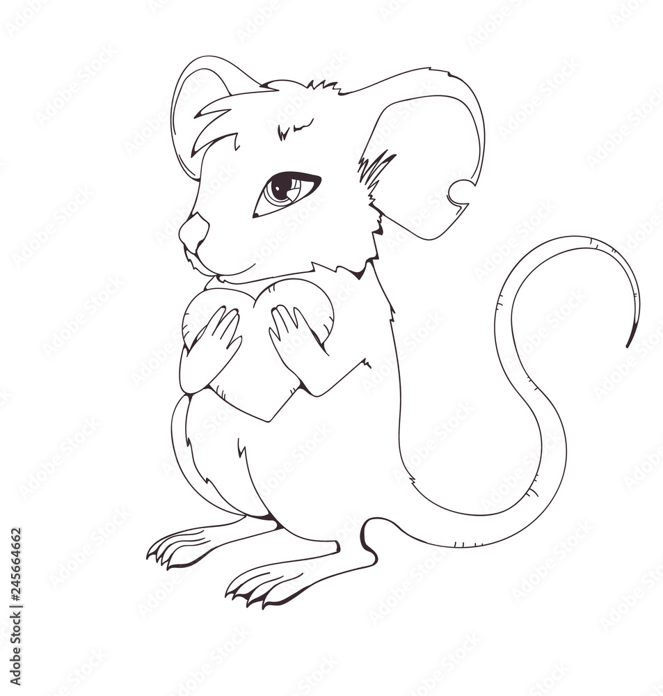 Character Mouse in love. Cute mouse giving love and heart. circuit Character Mouse in love. Cute mouse giving love and heart. circuit