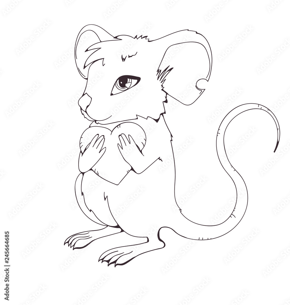 Character Mouse in love. Cute mouse giving love and heart. circuit Character Mouse in love. Cute mouse giving love and heart. circuit