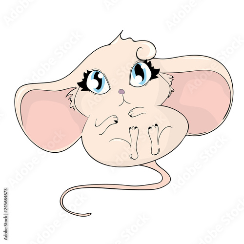 Small kawaii little mouse. Cute little mouse!.Little pop-eyed mouse.