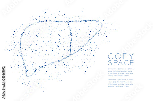 Liver shape Abstract Geometric Square box pixel pattern, Medical Science Organ concept design blue color illustration isolated on white background with copy space, vector eps 10
