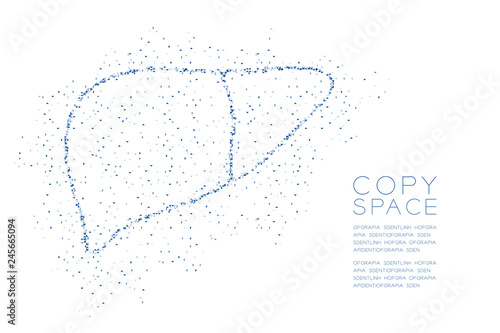 Liver shape Abstract Geometric polygon square box and Triangle pattern, Medical Science Organ concept design blue color illustration isolated on white background with copy space, vector eps 10