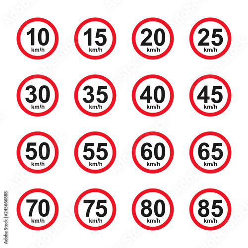 set of speed limit traffic signs