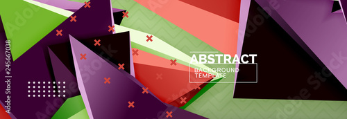 3d triangular shapes geometric background. Origami style pattern with triange shapes for decorative design. Poster design. Line design. Modern presentation template