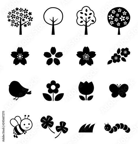 Spring plant icon set