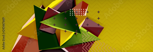 3d triangular shapes geometric background. Origami style pattern with triange shapes for decorative design. Poster design. Line design. Modern presentation template
