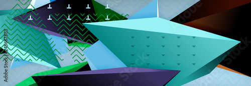3d triangular shapes geometric background. Origami style pattern with triange shapes for decorative design. Poster design. Line design. Modern presentation template