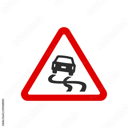 triangle slippery road signs