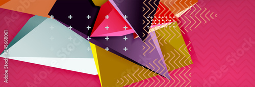 3d triangular shapes geometric background. Origami style pattern with triange shapes for decorative design. Poster design. Line design. Modern presentation template