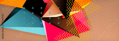 3d triangular shapes geometric background. Origami style pattern with triange shapes for decorative design. Poster design. Line design. Modern presentation template