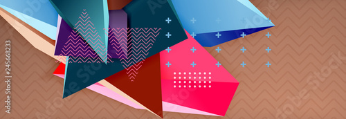 3d triangular shapes geometric background. Origami style pattern with triange shapes for decorative design. Poster design. Line design. Modern presentation template