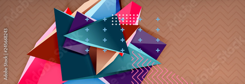 3d triangular shapes geometric background. Origami style pattern with triange shapes for decorative design. Poster design. Line design. Modern presentation template