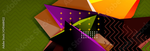 Vector 3d triangular shapes abstract background, origami futuristic template with lines