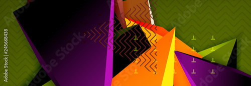 Vector 3d triangular shapes abstract background, origami futuristic template with lines
