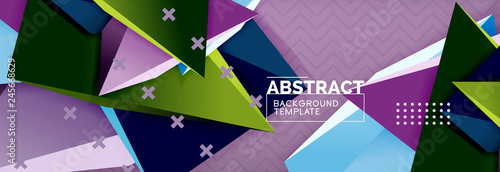 Vector 3d triangular shapes abstract background, origami futuristic template with lines
