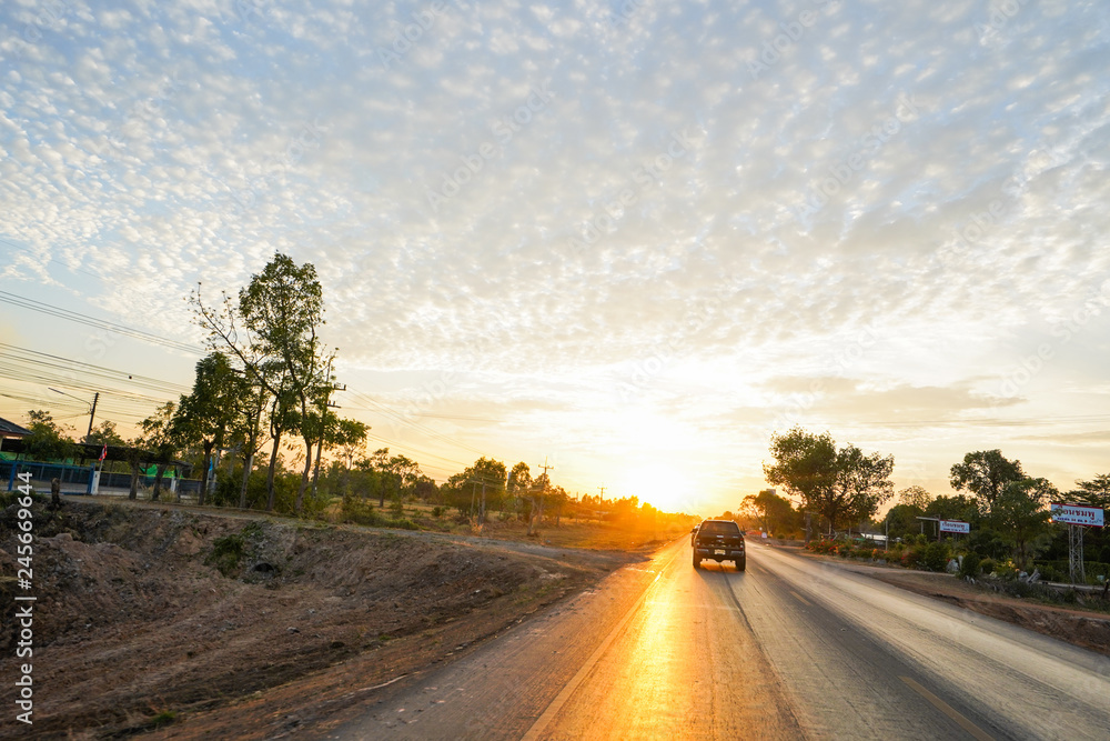 road in the sunset