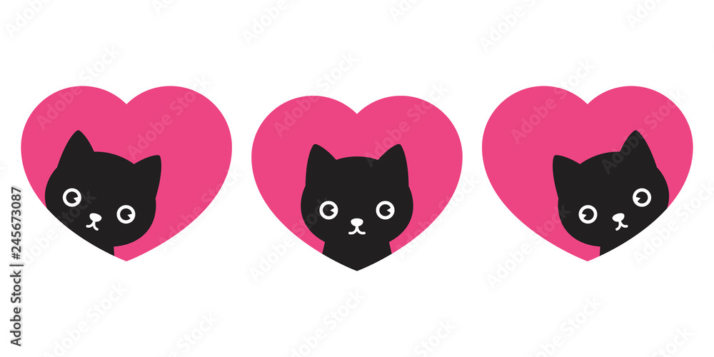 Fototapeta premium cat vector heart valentine icon logo kitten calico cartoon character illustration