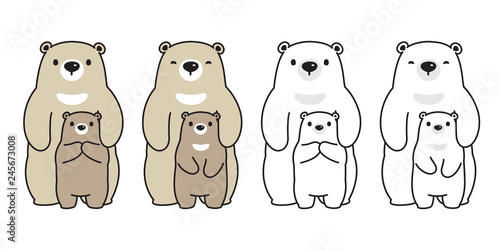 Bear vector Polar Bear family cartoon character icon logo honey illustration symbol doodle