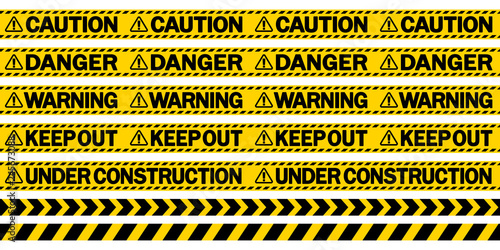 規制テープ「CAUTION」「DANGER」「WARNING」「KEEP OUT」 © ochikosan