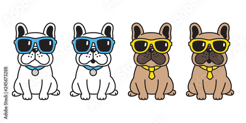 dog vector french bulldog sunglasses icon cartoon character puppy logo illustration