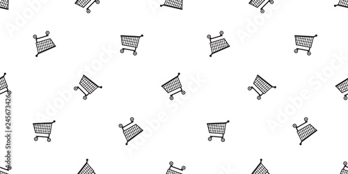 shopping cart seamless pattern vector basket bag scarf isolated repeat wallpaper tile background illustration gift wrap paper