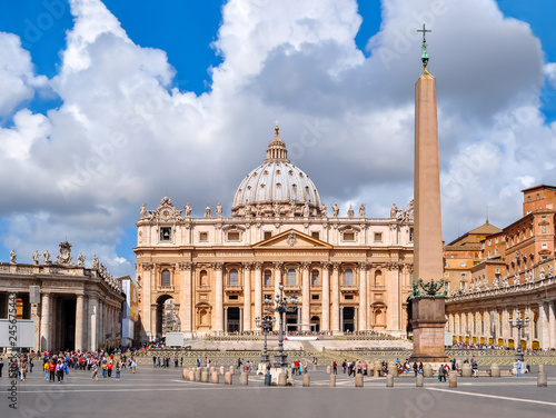 St. Peter's Basilica on St. Peter's square in Vatican, center of Rome, Italy