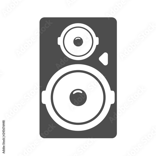 Black tall acoustic sound system or loudspeaker icon. Vector illustration.