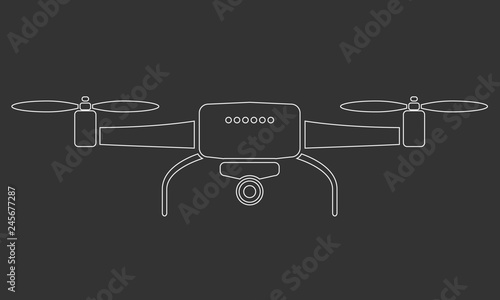 Drone or quadrocopter aerial camera icon with line art style. Vector Illustration.