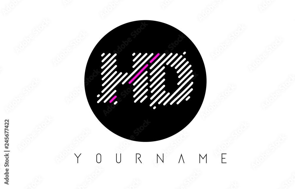 HD Letter Logo Design with White Lines and Black Circle HD Letter Logo Design with White Lines and Black Circle