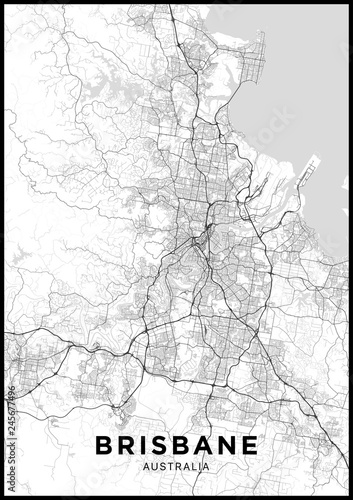 Naklejki na drzwi Mapa miasta Brisbane (Australia)