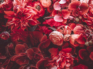 Keuken achterwand Romantische stijl Kunstbloemen muur in vintage sfeer  © joeycheung