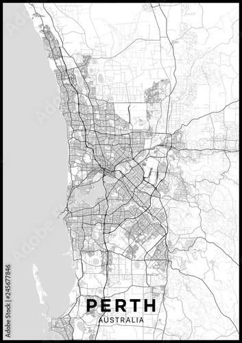 Fotografie, Tablou Perth (Australia) city map